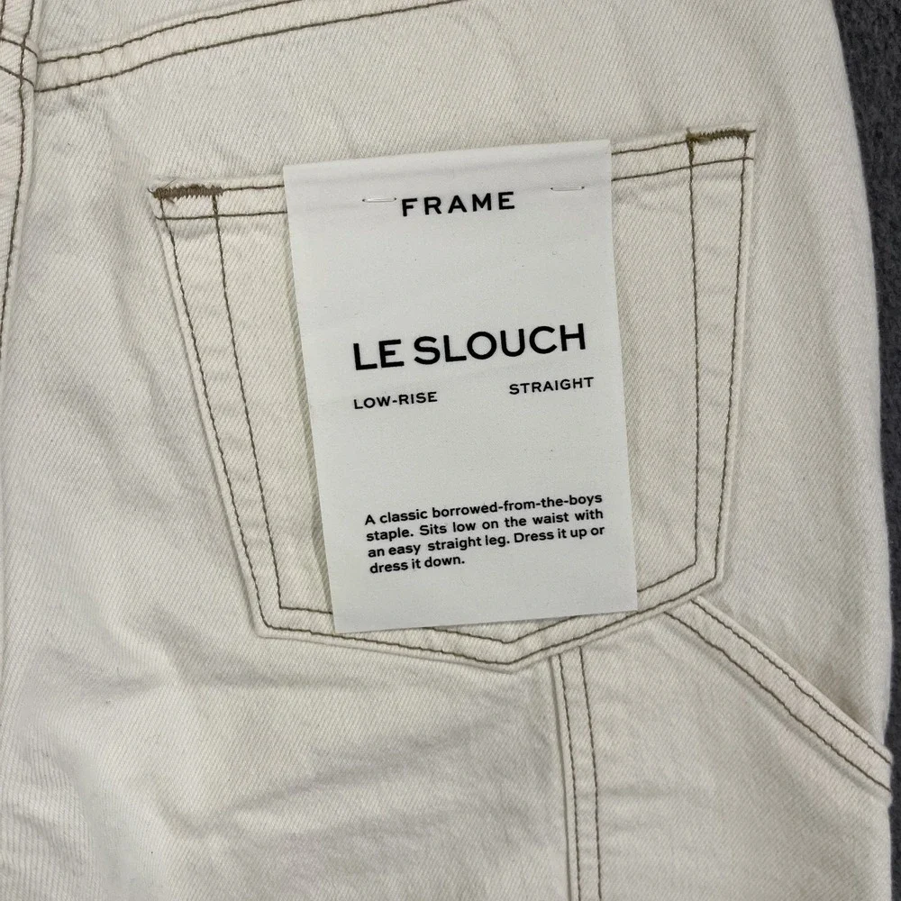 FRAME Jeans Le Slouch‎ Denim Womens 25 Cream Straight Low Rise cargo